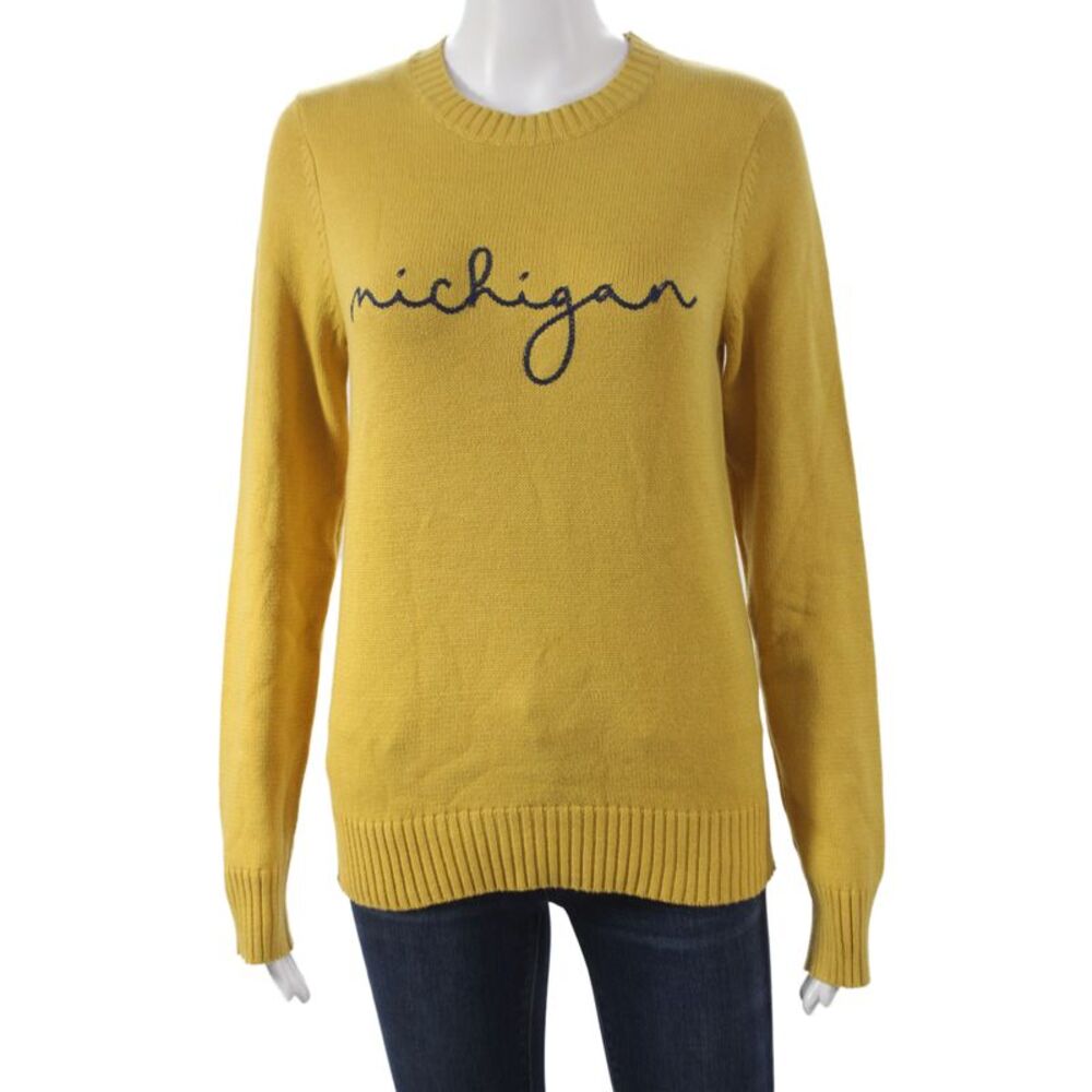 Ellsworth & Ivey Women Yellow Pullover Sweater Crewneck 60% Cotton Size XS